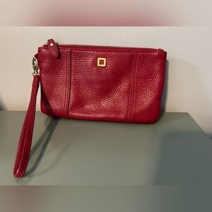 Lodis red leather wristlet